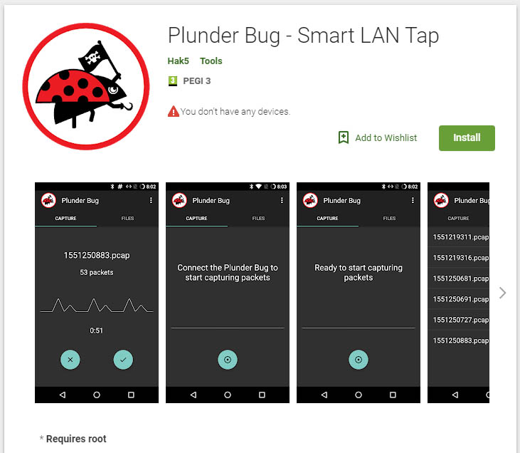 Plunder Bug - Smart LAN Tap Android App