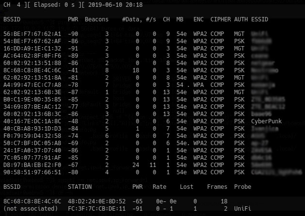 Capturing WPA/WPA2 Handshake: wlan0mon interface